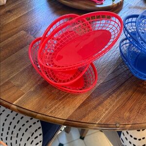 Vibrant Red Plastic Basket Set